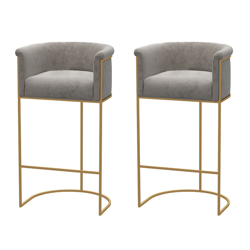 Glam Style Bar Stool Armed Upholstered Bar Stool for Dining Room Gray 2 Piece Set Clearhalo 'Bar Furniture' 'Bar Stools' 'bar_stools' 'furn' 'furn_bar_stools' 'Furniture' 'Kitchen & Dining Furniture' 6661494