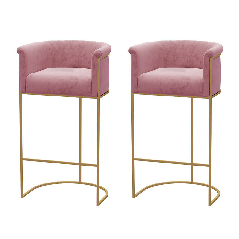 Glam Style Bar Stool Armed Upholstered Bar Stool for Dining Room Pink 2 Piece Set Clearhalo 'Bar Furniture' 'Bar Stools' 'bar_stools' 'furn' 'furn_bar_stools' 'Furniture' 'Kitchen & Dining Furniture' 6661496