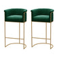Glam Style Bar Stool Armed Upholstered Bar Stool for Dining Room Green 2 Piece Set Clearhalo 'Bar Furniture' 'Bar Stools' 'bar_stools' 'furn' 'furn_bar_stools' 'Furniture' 'Kitchen & Dining Furniture' 6661501