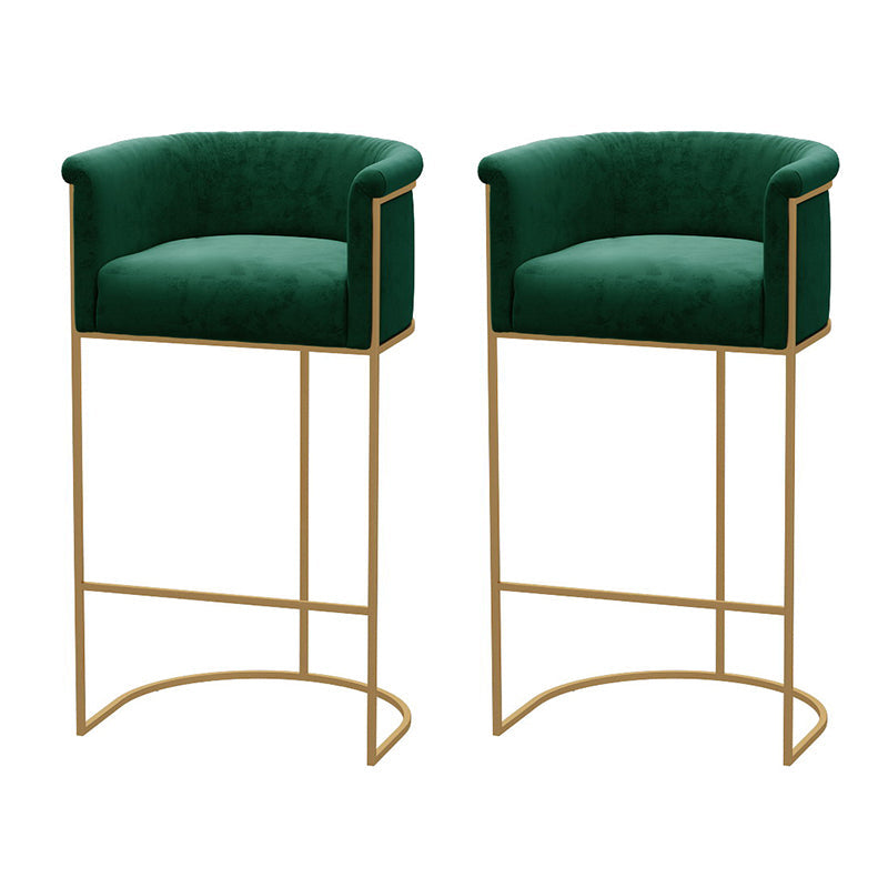 Glam Style Bar Stool Armed Upholstered Bar Stool for Dining Room Green 2 Piece Set Clearhalo 'Bar Furniture' 'Bar Stools' 'bar_stools' 'furn' 'furn_bar_stools' 'Furniture' 'Kitchen & Dining Furniture' 6661501
