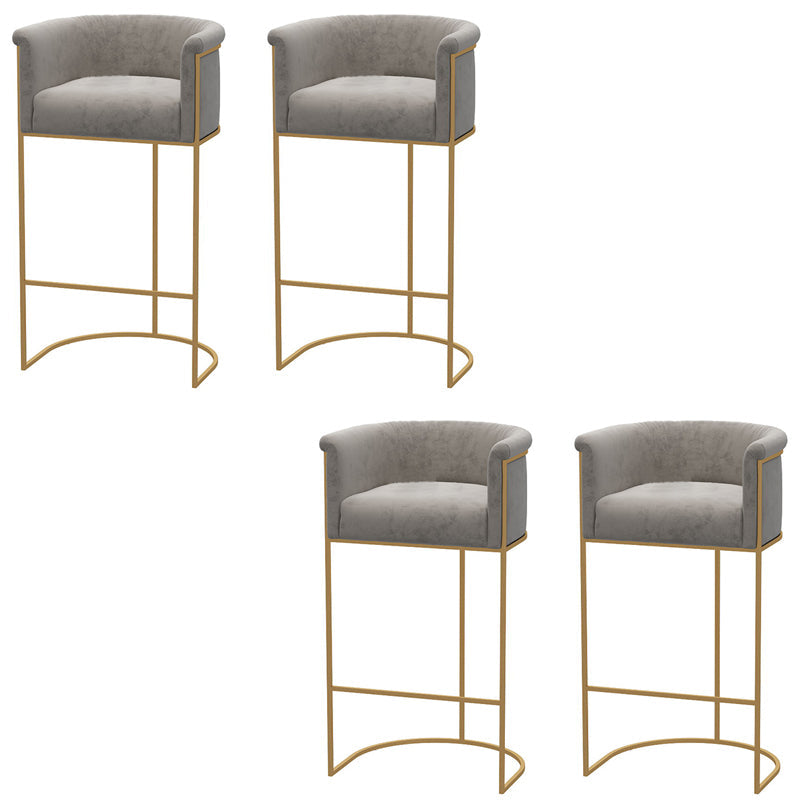 Glam Style Bar Stool Armed Upholstered Bar Stool for Dining Room Gray 4 Piece Set Clearhalo 'Bar Furniture' 'Bar Stools' 'bar_stools' 'furn' 'furn_bar_stools' 'Furniture' 'Kitchen & Dining Furniture' 6661502