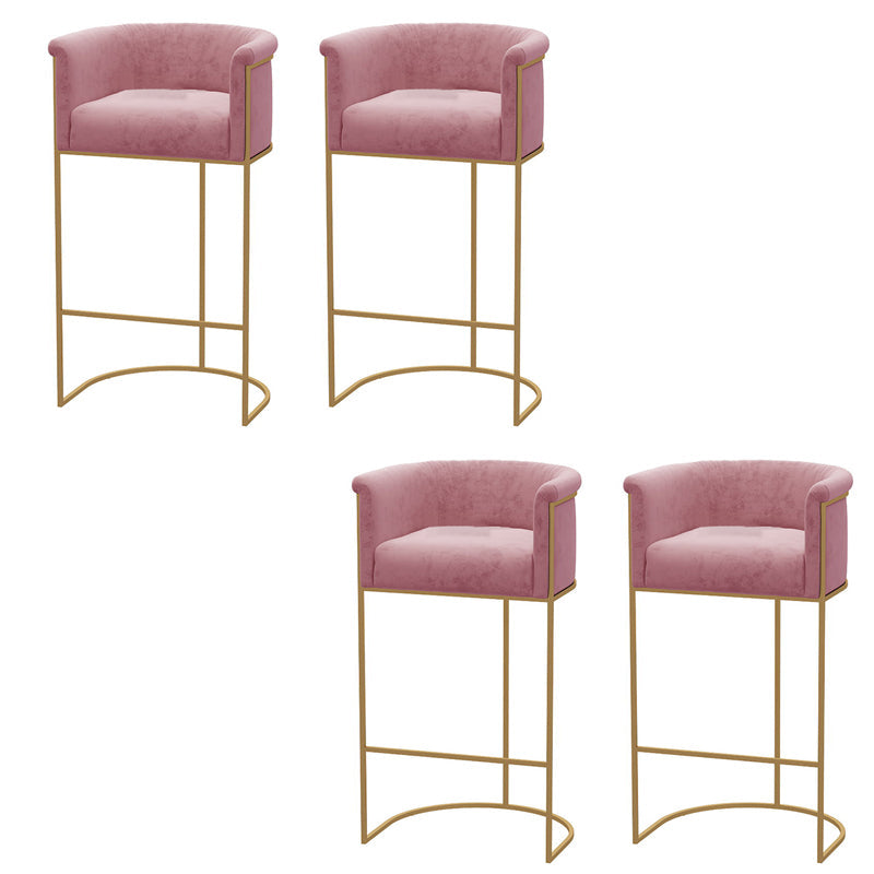 Glam Style Bar Stool Armed Upholstered Bar Stool for Dining Room Pink 4 Piece Set Clearhalo 'Bar Furniture' 'Bar Stools' 'bar_stools' 'furn' 'furn_bar_stools' 'Furniture' 'Kitchen & Dining Furniture' 6661505