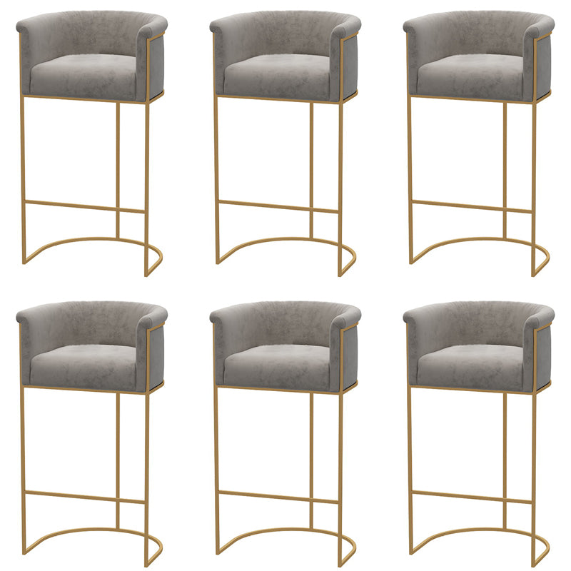 Glam Style Bar Stool Armed Upholstered Bar Stool for Dining Room Gray 6 Piece Set Clearhalo 'Bar Furniture' 'Bar Stools' 'bar_stools' 'furn' 'furn_bar_stools' 'Furniture' 'Kitchen & Dining Furniture' 6661511