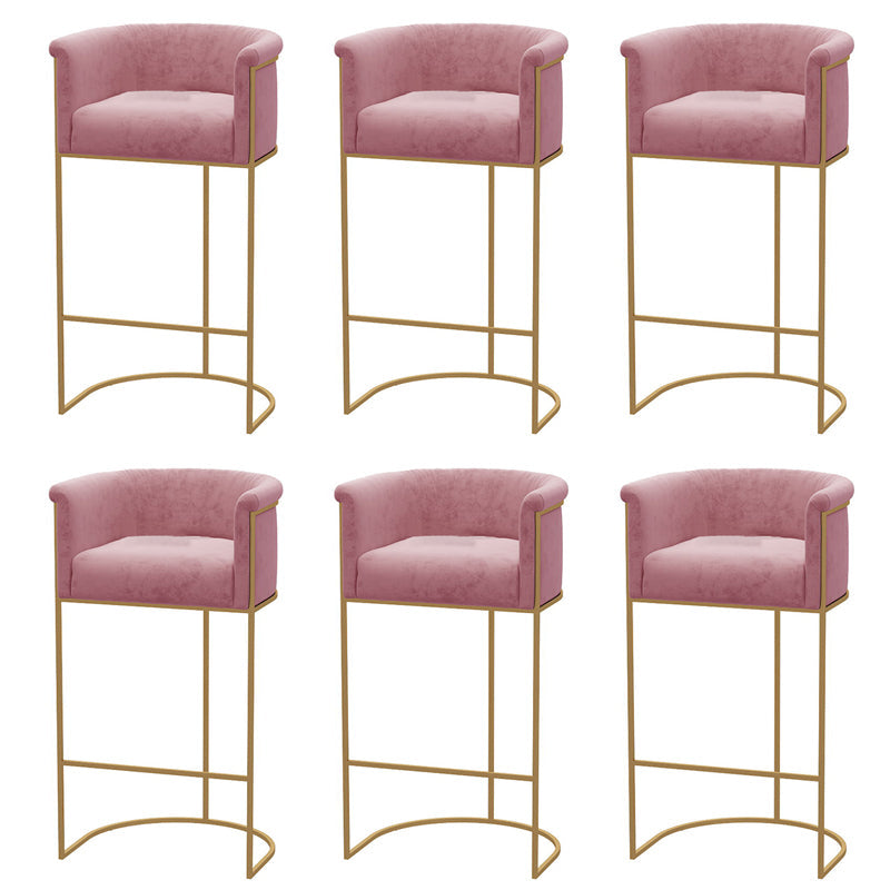 Glam Style Bar Stool Armed Upholstered Bar Stool for Dining Room Pink 6 Piece Set Clearhalo 'Bar Furniture' 'Bar Stools' 'bar_stools' 'furn' 'furn_bar_stools' 'Furniture' 'Kitchen & Dining Furniture' 6661513