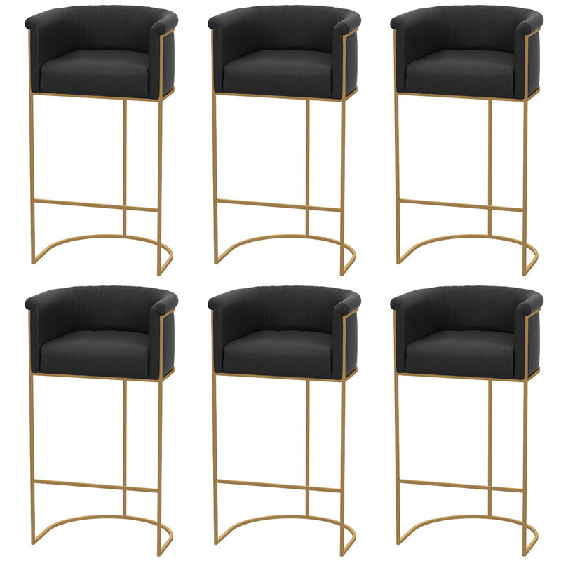 Glam Style Bar Stool Armed Upholstered Bar Stool for Dining Room Black 6 Piece Set Clearhalo 'Bar Furniture' 'Bar Stools' 'bar_stools' 'furn' 'furn_bar_stools' 'Furniture' 'Kitchen & Dining Furniture' 6661515
