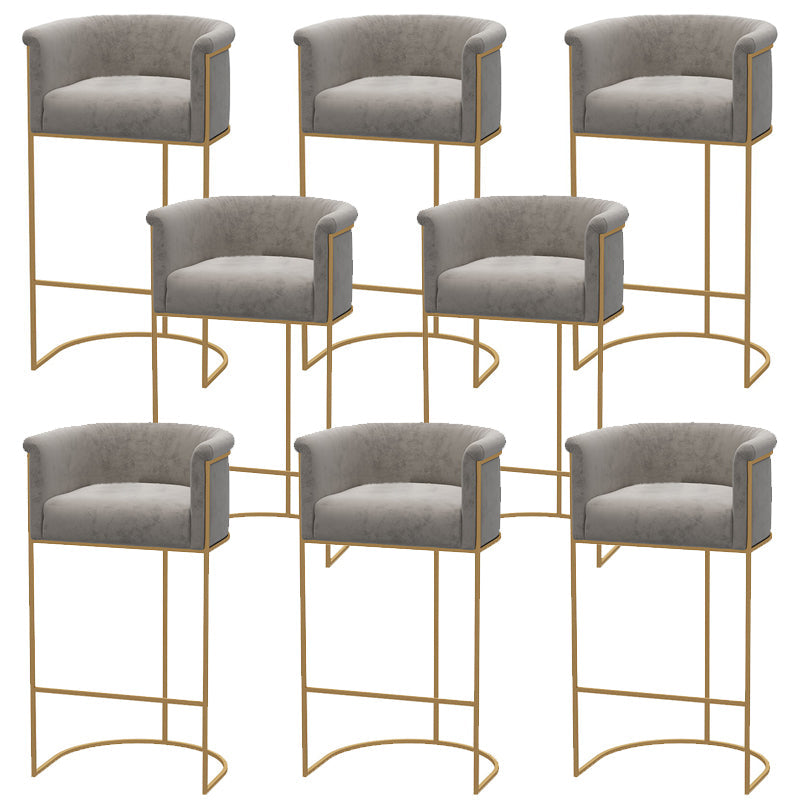 Glam Style Bar Stool Armed Upholstered Bar Stool for Dining Room Gray 8 Piece Set Clearhalo 'Bar Furniture' 'Bar Stools' 'bar_stools' 'furn' 'furn_bar_stools' 'Furniture' 'Kitchen & Dining Furniture' 6661517