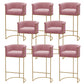 Glam Style Bar Stool Armed Upholstered Bar Stool for Dining Room Pink 8 Piece Set Clearhalo 'Bar Furniture' 'Bar Stools' 'bar_stools' 'furn' 'furn_bar_stools' 'Furniture' 'Kitchen & Dining Furniture' 6661518