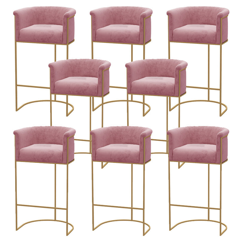 Glam Style Bar Stool Armed Upholstered Bar Stool for Dining Room Pink 8 Piece Set Clearhalo 'Bar Furniture' 'Bar Stools' 'bar_stools' 'furn' 'furn_bar_stools' 'Furniture' 'Kitchen & Dining Furniture' 6661518