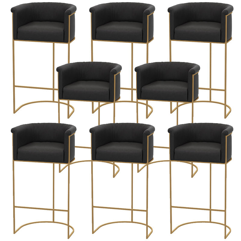Glam Style Bar Stool Armed Upholstered Bar Stool for Dining Room Black 8 Piece Set Clearhalo 'Bar Furniture' 'Bar Stools' 'bar_stools' 'furn' 'furn_bar_stools' 'Furniture' 'Kitchen & Dining Furniture' 6661519