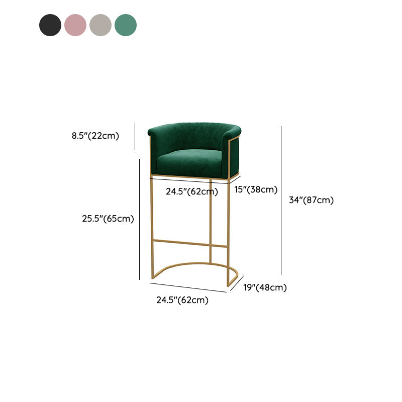 Glam Style Bar Stool Armed Upholstered Bar Stool for Dining Room Clearhalo 'Bar Furniture' 'Bar Stools' 'bar_stools' 'furn' 'furn_bar_stools' 'Furniture' 'Kitchen & Dining Furniture' 6661521