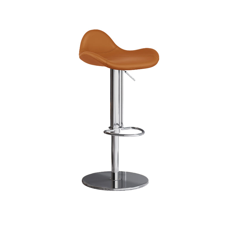 Industrial Adjustable Bar Stool Leather Backrest Counter Stool for Bristol Silver Orange 1 Piece Clearhalo 'Bar Furniture' 'Bar Stools' 'bar_stools' 'furn' 'furn_bar_stools' 'Furniture' 'Kitchen & Dining Furniture' 6661527