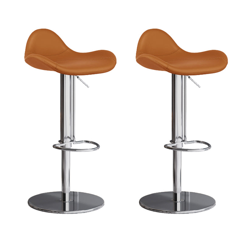 Industrial Adjustable Bar Stool Leather Backrest Counter Stool for Bristol Silver Orange 2 Piece Set Clearhalo 'Bar Furniture' 'Bar Stools' 'bar_stools' 'furn' 'furn_bar_stools' 'Furniture' 'Kitchen & Dining Furniture' 6661535