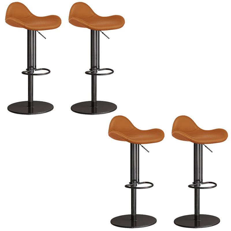Industrial Adjustable Bar Stool Leather Backrest Counter Stool for Bristol Black Orange 4 Piece Set Clearhalo 'Bar Furniture' 'Bar Stools' 'bar_stools' 'furn' 'furn_bar_stools' 'Furniture' 'Kitchen & Dining Furniture' 6661539