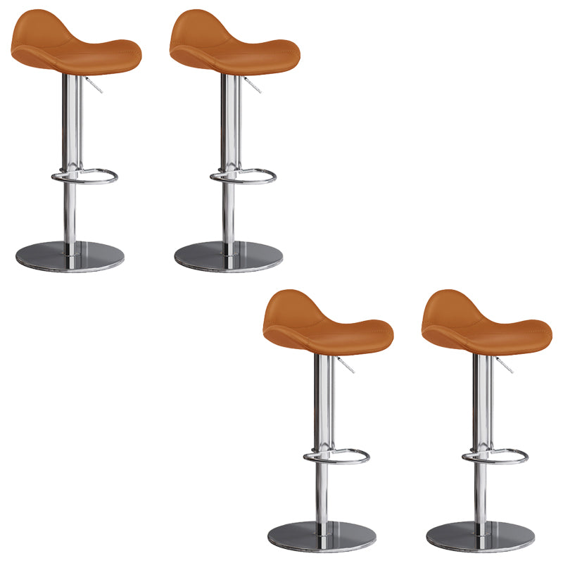 Industrial Adjustable Bar Stool Leather Backrest Counter Stool for Bristol Silver Orange 4 Piece Set Clearhalo 'Bar Furniture' 'Bar Stools' 'bar_stools' 'furn' 'furn_bar_stools' 'Furniture' 'Kitchen & Dining Furniture' 6661543