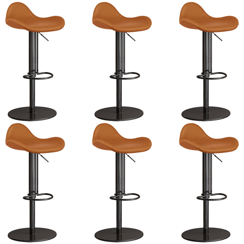 Industrial Adjustable Bar Stool Leather Backrest Counter Stool for Bristol Black Orange 6 Piece Set Clearhalo 'Bar Furniture' 'Bar Stools' 'bar_stools' 'furn' 'furn_bar_stools' 'Furniture' 'Kitchen & Dining Furniture' 6661546