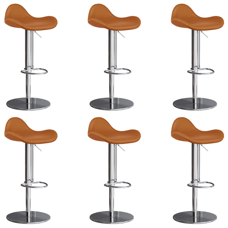 Industrial Adjustable Bar Stool Leather Backrest Counter Stool for Bristol Silver Orange 6 Piece Set Clearhalo 'Bar Furniture' 'Bar Stools' 'bar_stools' 'furn' 'furn_bar_stools' 'Furniture' 'Kitchen & Dining Furniture' 6661551