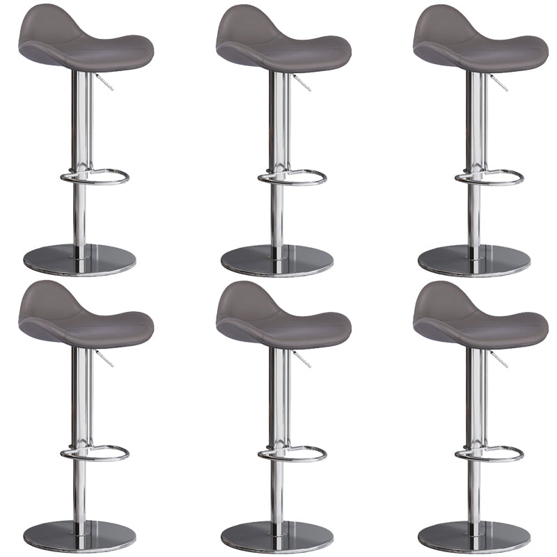 Industrial Adjustable Bar Stool Leather Backrest Counter Stool for Bristol Silver Gray 6 Piece Set Clearhalo 'Bar Furniture' 'Bar Stools' 'bar_stools' 'furn' 'furn_bar_stools' 'Furniture' 'Kitchen & Dining Furniture' 6661552
