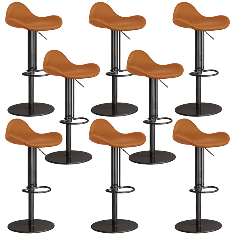 Industrial Adjustable Bar Stool Leather Backrest Counter Stool for Bristol Black Orange 8 Piece Set Clearhalo 'Bar Furniture' 'Bar Stools' 'bar_stools' 'furn' 'furn_bar_stools' 'Furniture' 'Kitchen & Dining Furniture' 6661553