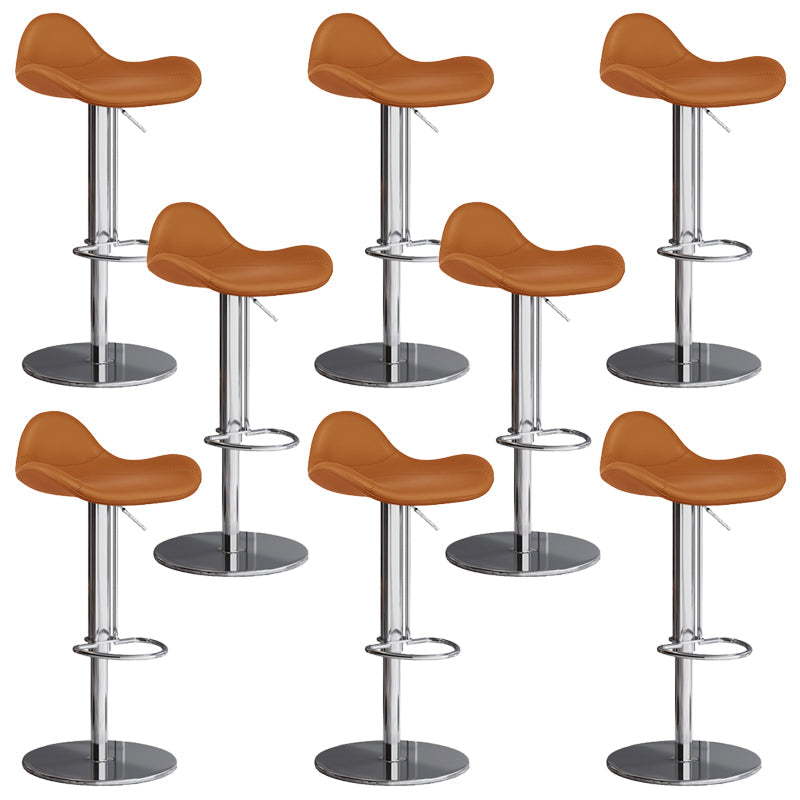 Industrial Adjustable Bar Stool Leather Backrest Counter Stool for Bristol Silver Orange 8 Piece Set Clearhalo 'Bar Furniture' 'Bar Stools' 'bar_stools' 'furn' 'furn_bar_stools' 'Furniture' 'Kitchen & Dining Furniture' 6661555