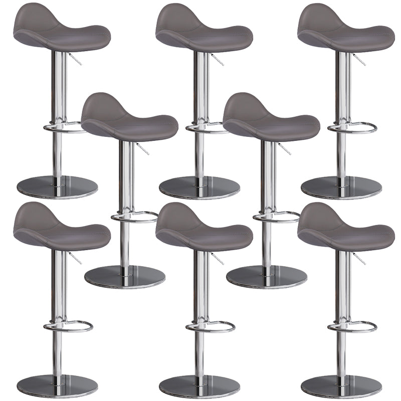 Industrial Adjustable Bar Stool Leather Backrest Counter Stool for Bristol Silver Gray 8 Piece Set Clearhalo 'Bar Furniture' 'Bar Stools' 'bar_stools' 'furn' 'furn_bar_stools' 'Furniture' 'Kitchen & Dining Furniture' 6661556