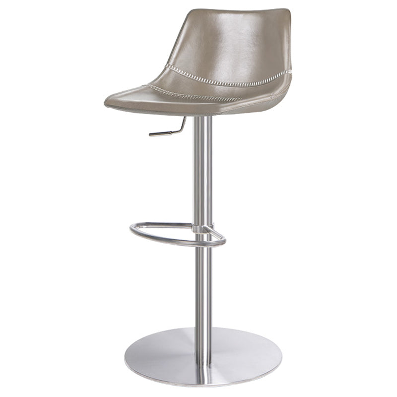 Industrial Leather Bar Stool Adjustable Backrest Bar Stool for Bristol Silver Light Gray 1 Piece Clearhalo 'Bar Furniture' 'Bar Stools' 'bar_stools' 'furn' 'furn_bar_stools' 'Furniture' 'Kitchen & Dining Furniture' 6661561