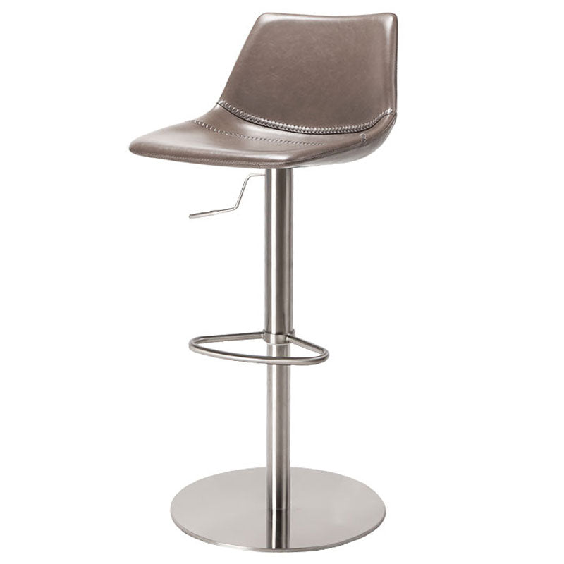 Industrial Leather Bar Stool Adjustable Backrest Bar Stool for Bristol Silver Gray 1 Piece Clearhalo 'Bar Furniture' 'Bar Stools' 'bar_stools' 'furn' 'furn_bar_stools' 'Furniture' 'Kitchen & Dining Furniture' 6661565
