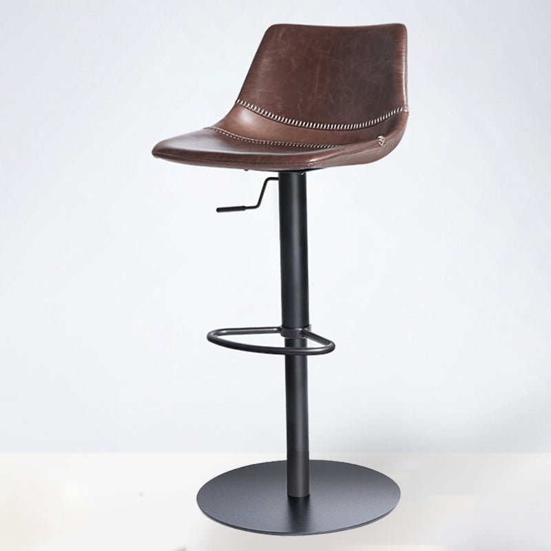 Industrial Leather Bar Stool Adjustable Backrest Bar Stool for Bristol Clearhalo 'Bar Furniture' 'Bar Stools' 'bar_stools' 'furn' 'furn_bar_stools' 'Furniture' 'Kitchen & Dining Furniture' 6661566