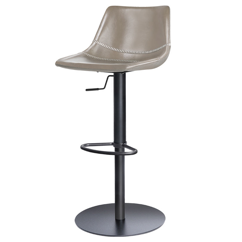 Industrial Leather Bar Stool Adjustable Backrest Bar Stool for Bristol Black Light Gray 1 Piece Clearhalo 'Bar Furniture' 'Bar Stools' 'bar_stools' 'furn' 'furn_bar_stools' 'Furniture' 'Kitchen & Dining Furniture' 6661567