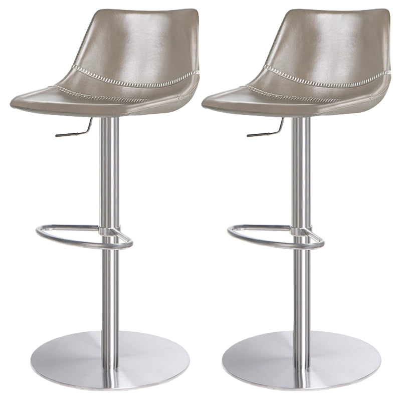 Industrial Leather Bar Stool Adjustable Backrest Bar Stool for Bristol Silver Light Gray 2 Piece Set Clearhalo 'Bar Furniture' 'Bar Stools' 'bar_stools' 'furn' 'furn_bar_stools' 'Furniture' 'Kitchen & Dining Furniture' 6661578