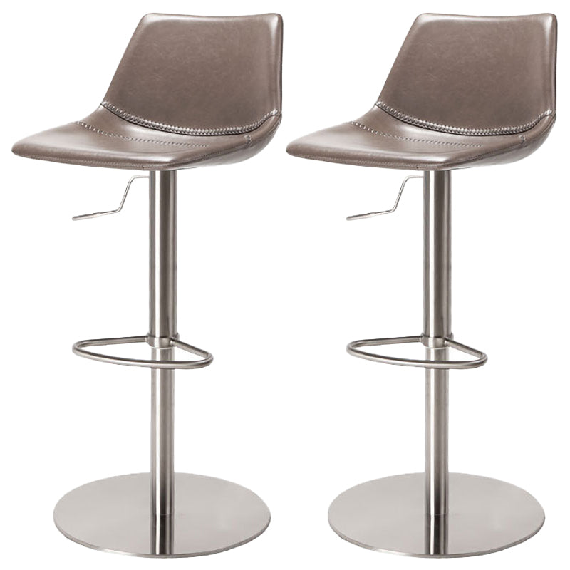 Industrial Leather Bar Stool Adjustable Backrest Bar Stool for Bristol Silver Gray 2 Piece Set Clearhalo 'Bar Furniture' 'Bar Stools' 'bar_stools' 'furn' 'furn_bar_stools' 'Furniture' 'Kitchen & Dining Furniture' 6661581