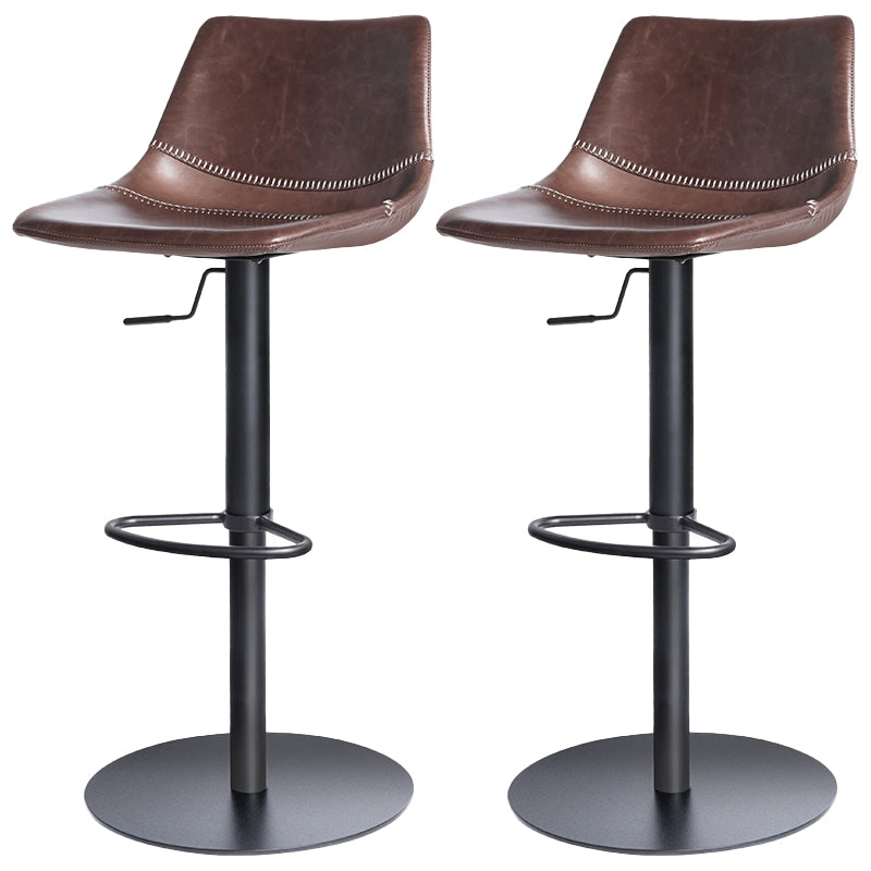 Industrial Leather Bar Stool Adjustable Backrest Bar Stool for Bristol Black Dark Brown 2 Piece Set Clearhalo 'Bar Furniture' 'Bar Stools' 'bar_stools' 'furn' 'furn_bar_stools' 'Furniture' 'Kitchen & Dining Furniture' 6661589