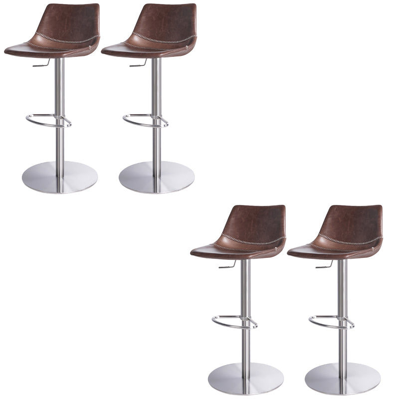 Industrial Leather Bar Stool Adjustable Backrest Bar Stool for Bristol Silver Dark Brown 4 Piece Set Clearhalo 'Bar Furniture' 'Bar Stools' 'bar_stools' 'furn' 'furn_bar_stools' 'Furniture' 'Kitchen & Dining Furniture' 6661590