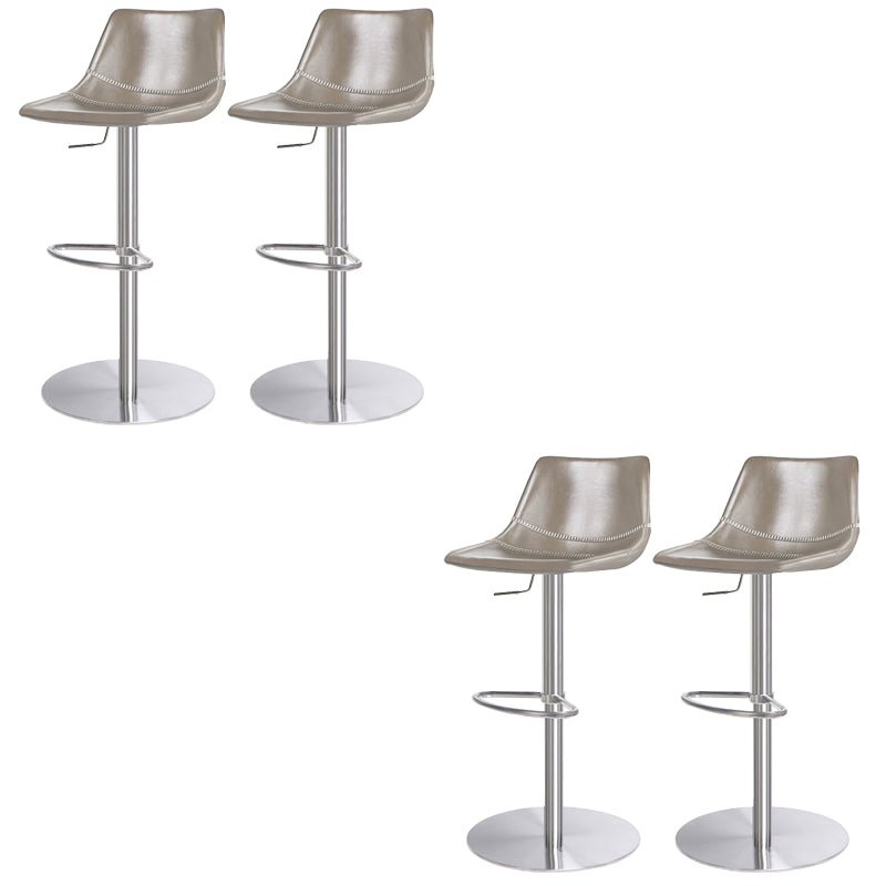 Industrial Leather Bar Stool Adjustable Backrest Bar Stool for Bristol Silver Light Gray 4 Piece Set Clearhalo 'Bar Furniture' 'Bar Stools' 'bar_stools' 'furn' 'furn_bar_stools' 'Furniture' 'Kitchen & Dining Furniture' 6661591