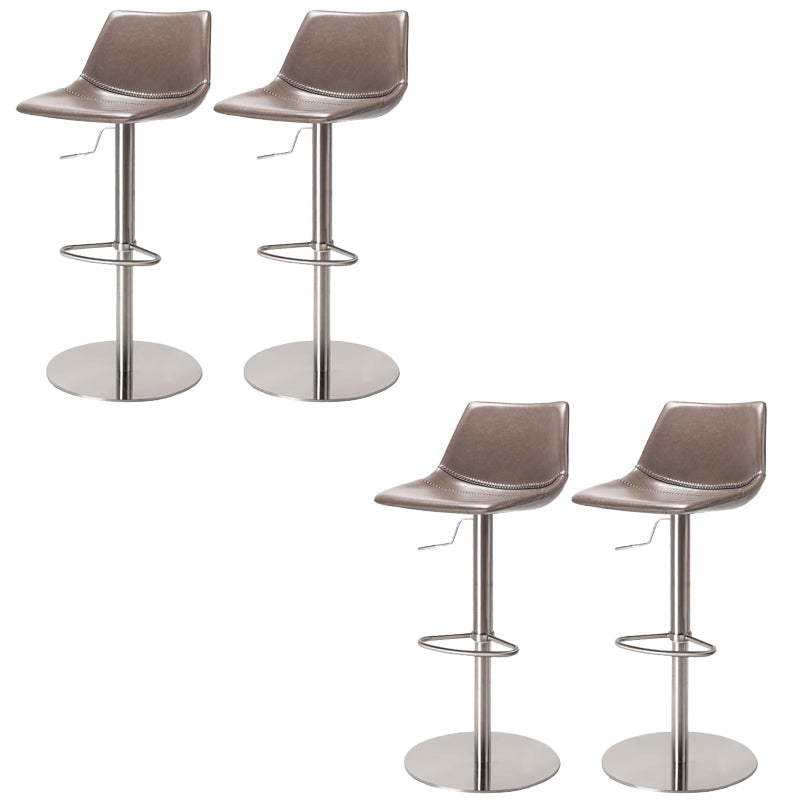 Industrial Leather Bar Stool Adjustable Backrest Bar Stool for Bristol Silver Gray 4 Piece Set Clearhalo 'Bar Furniture' 'Bar Stools' 'bar_stools' 'furn' 'furn_bar_stools' 'Furniture' 'Kitchen & Dining Furniture' 6661593