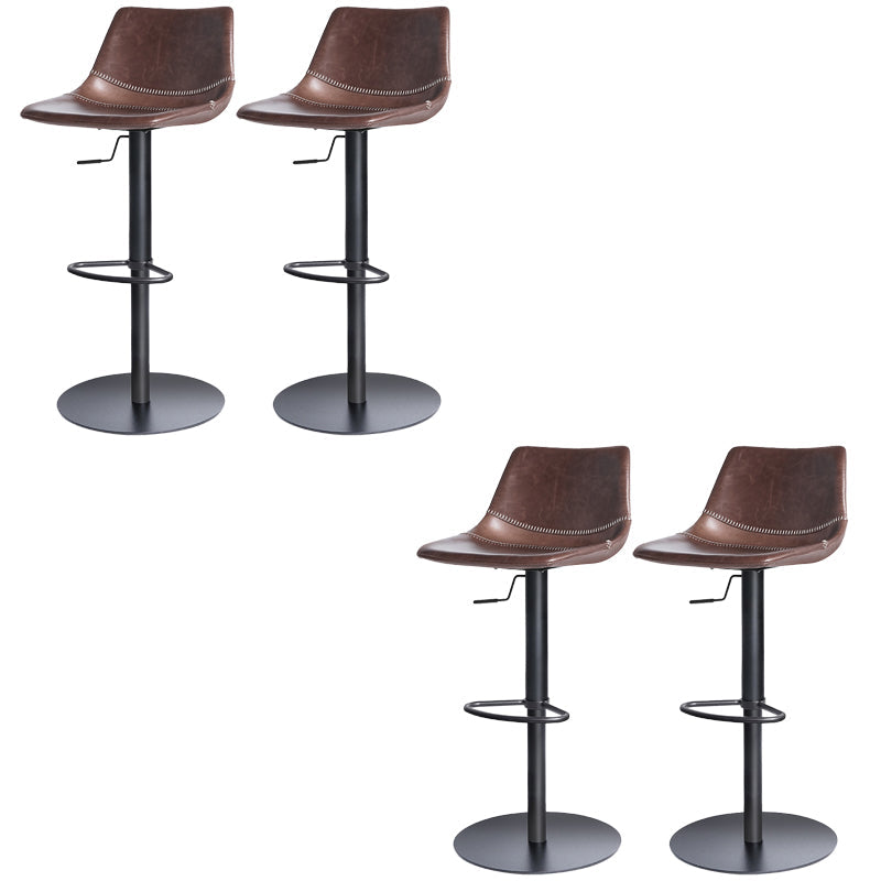 Industrial Leather Bar Stool Adjustable Backrest Bar Stool for Bristol Black Dark Brown 4 Piece Set Clearhalo 'Bar Furniture' 'Bar Stools' 'bar_stools' 'furn' 'furn_bar_stools' 'Furniture' 'Kitchen & Dining Furniture' 6661597