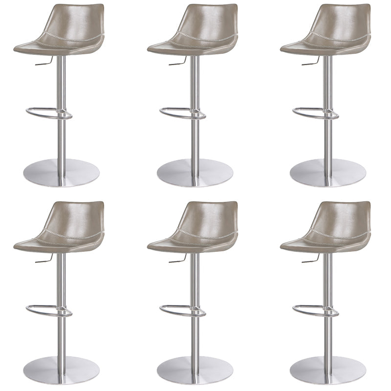 Industrial Leather Bar Stool Adjustable Backrest Bar Stool for Bristol Silver Light Gray 6 Piece Set Clearhalo 'Bar Furniture' 'Bar Stools' 'bar_stools' 'furn' 'furn_bar_stools' 'Furniture' 'Kitchen & Dining Furniture' 6661599