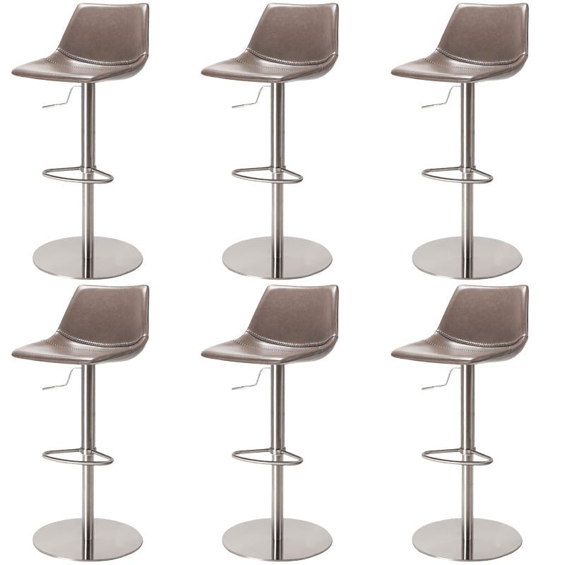 Industrial Leather Bar Stool Adjustable Backrest Bar Stool for Bristol Silver Gray 6 Piece Set Clearhalo 'Bar Furniture' 'Bar Stools' 'bar_stools' 'furn' 'furn_bar_stools' 'Furniture' 'Kitchen & Dining Furniture' 6661601