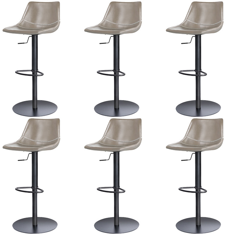 Industrial Leather Bar Stool Adjustable Backrest Bar Stool for Bristol Black Light Gray 6 Piece Set Clearhalo 'Bar Furniture' 'Bar Stools' 'bar_stools' 'furn' 'furn_bar_stools' 'Furniture' 'Kitchen & Dining Furniture' 6661602