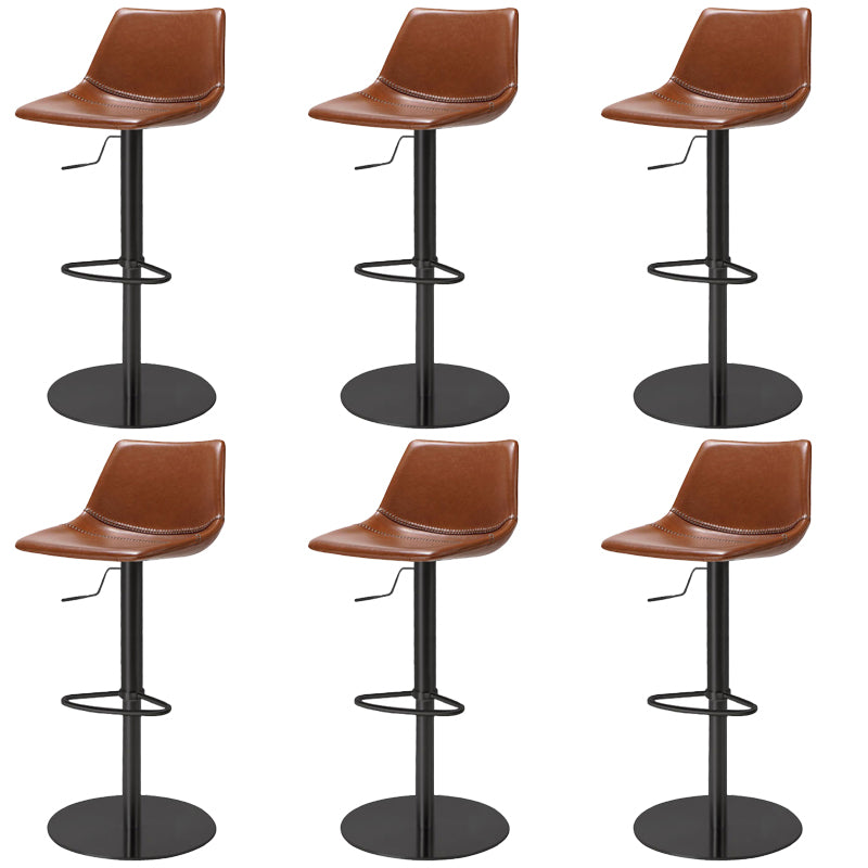Industrial Leather Bar Stool Adjustable Backrest Bar Stool for Bristol Black Brown 6 Piece Set Clearhalo 'Bar Furniture' 'Bar Stools' 'bar_stools' 'furn' 'furn_bar_stools' 'Furniture' 'Kitchen & Dining Furniture' 6661603