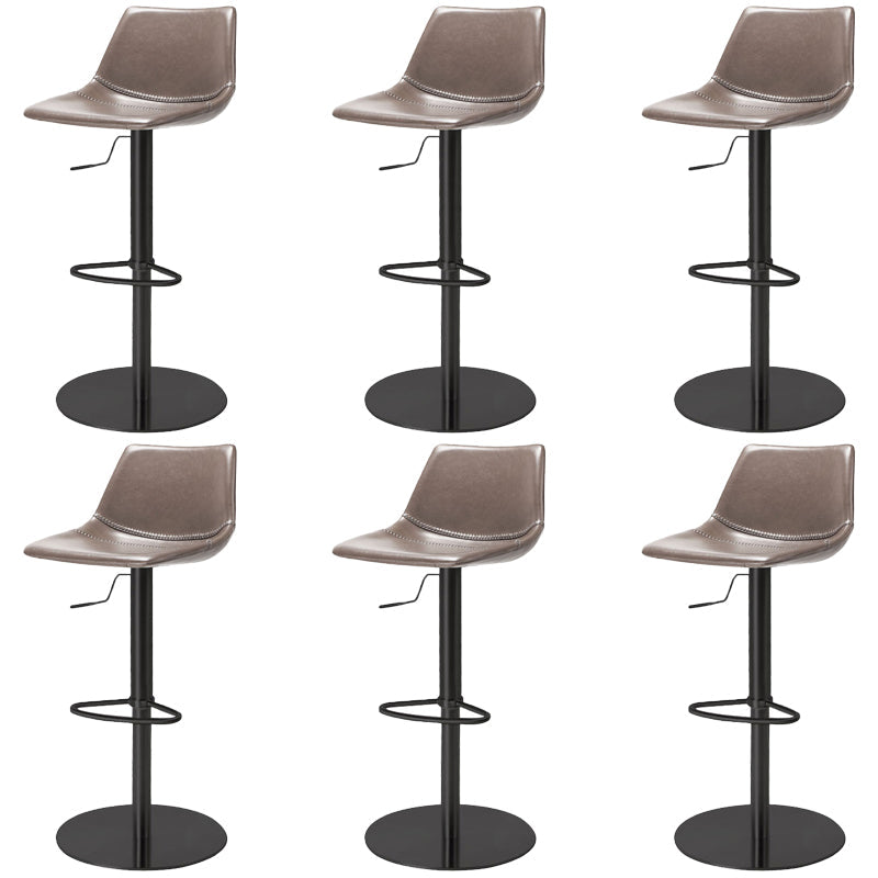 Industrial Leather Bar Stool Adjustable Backrest Bar Stool for Bristol Black Gray 6 Piece Set Clearhalo 'Bar Furniture' 'Bar Stools' 'bar_stools' 'furn' 'furn_bar_stools' 'Furniture' 'Kitchen & Dining Furniture' 6661604
