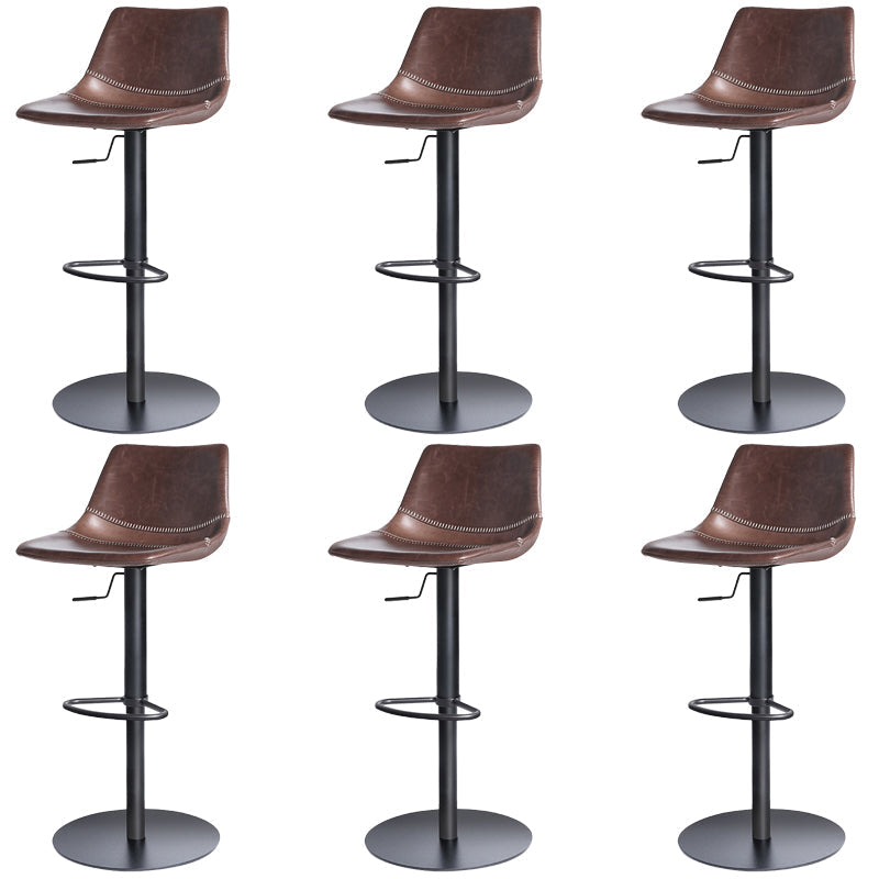 Industrial Leather Bar Stool Adjustable Backrest Bar Stool for Bristol Black Dark Brown 6 Piece Set Clearhalo 'Bar Furniture' 'Bar Stools' 'bar_stools' 'furn' 'furn_bar_stools' 'Furniture' 'Kitchen & Dining Furniture' 6661605