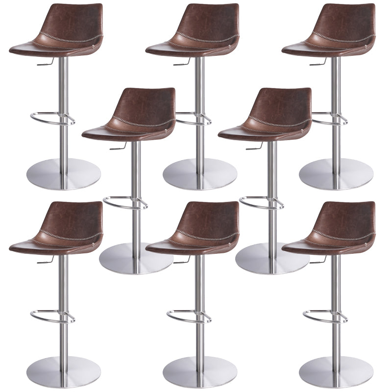 Industrial Leather Bar Stool Adjustable Backrest Bar Stool for Bristol Silver Dark Brown 8 Piece Set Clearhalo 'Bar Furniture' 'Bar Stools' 'bar_stools' 'furn' 'furn_bar_stools' 'Furniture' 'Kitchen & Dining Furniture' 6661606