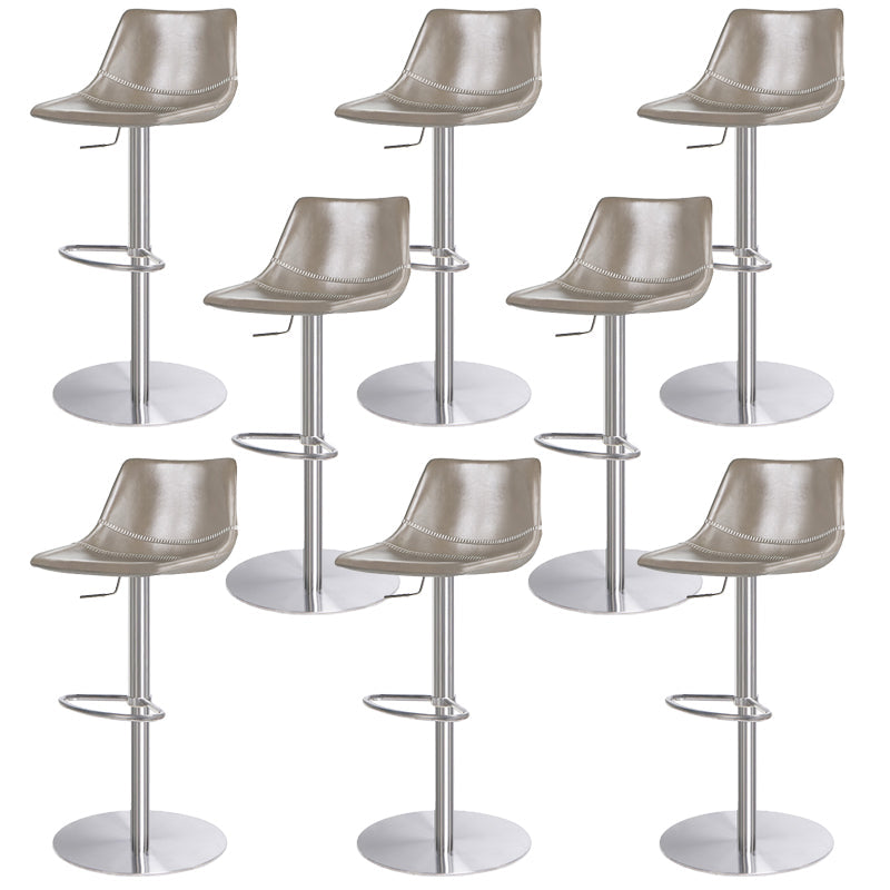 Industrial Leather Bar Stool Adjustable Backrest Bar Stool for Bristol Silver Light Gray 8 Piece Set Clearhalo 'Bar Furniture' 'Bar Stools' 'bar_stools' 'furn' 'furn_bar_stools' 'Furniture' 'Kitchen & Dining Furniture' 6661607
