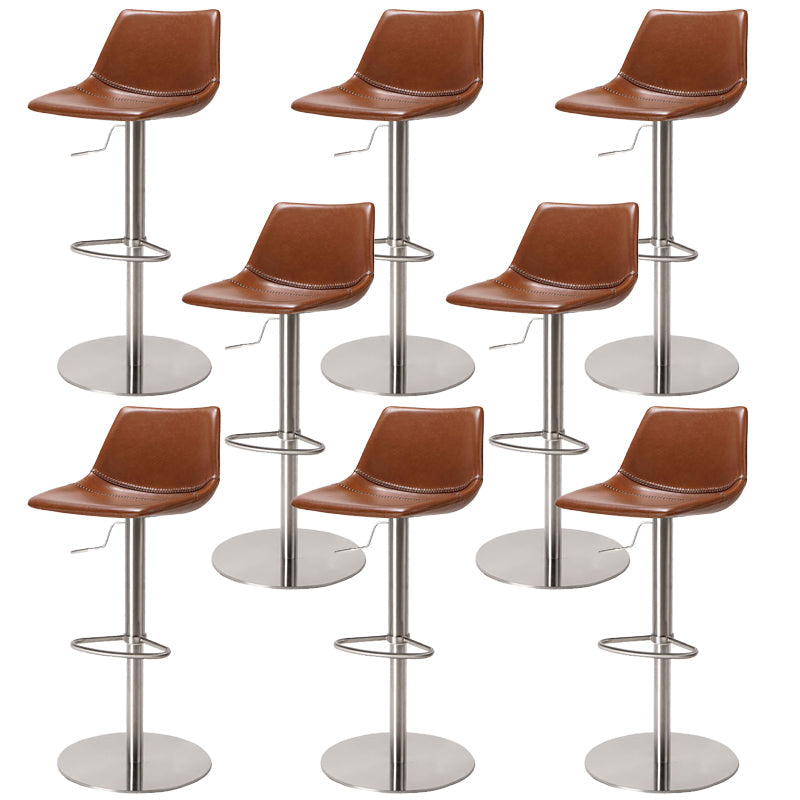Industrial Leather Bar Stool Adjustable Backrest Bar Stool for Bristol Silver Brown 8 Piece Set Clearhalo 'Bar Furniture' 'Bar Stools' 'bar_stools' 'furn' 'furn_bar_stools' 'Furniture' 'Kitchen & Dining Furniture' 6661608