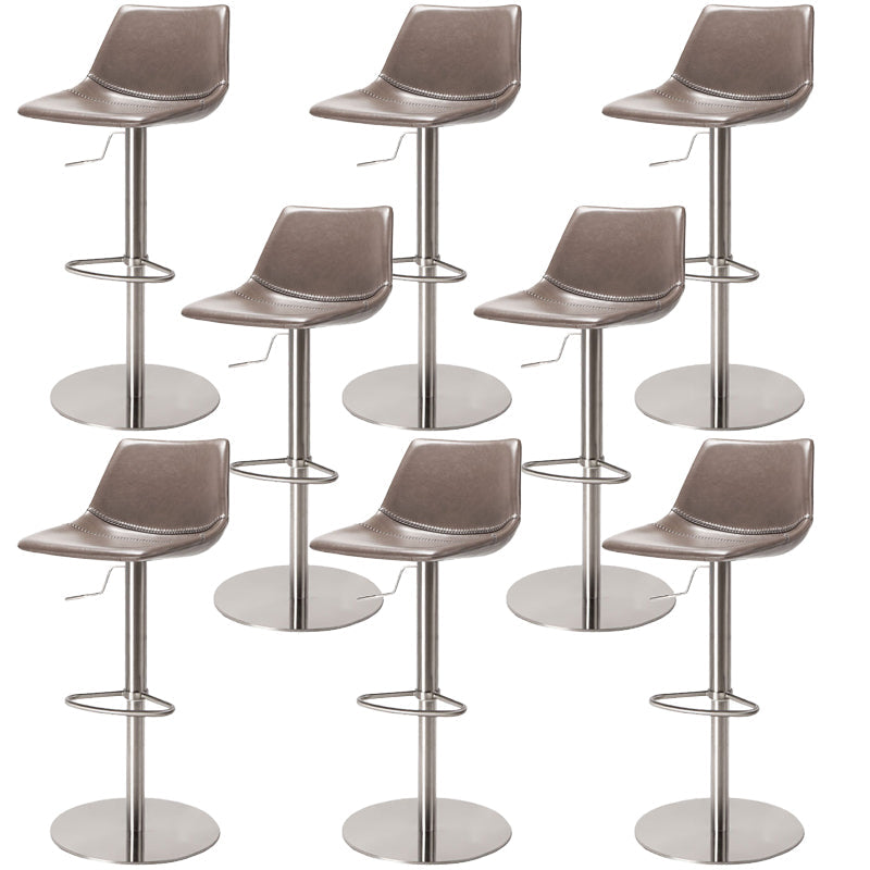 Industrial Leather Bar Stool Adjustable Backrest Bar Stool for Bristol Silver Gray 8 Piece Set Clearhalo 'Bar Furniture' 'Bar Stools' 'bar_stools' 'furn' 'furn_bar_stools' 'Furniture' 'Kitchen & Dining Furniture' 6661609