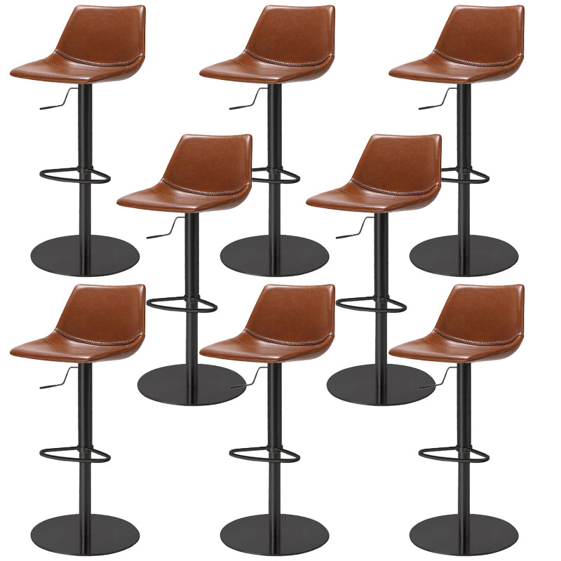 Industrial Leather Bar Stool Adjustable Backrest Bar Stool for Bristol Black Brown 8 Piece Set Clearhalo 'Bar Furniture' 'Bar Stools' 'bar_stools' 'furn' 'furn_bar_stools' 'Furniture' 'Kitchen & Dining Furniture' 6661611