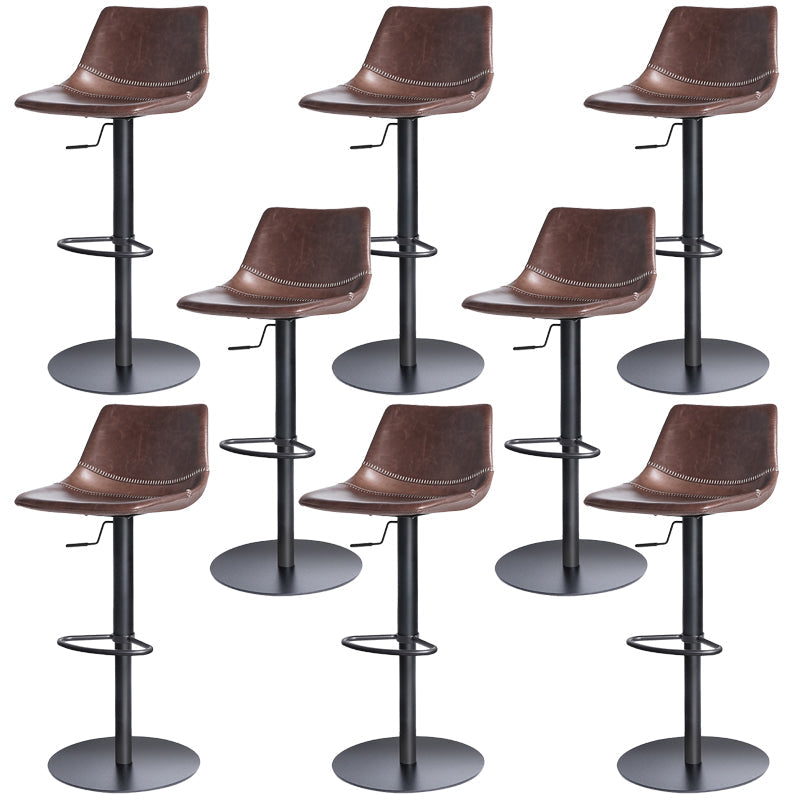 Industrial Leather Bar Stool Adjustable Backrest Bar Stool for Bristol Black Dark Brown 8 Piece Set Clearhalo 'Bar Furniture' 'Bar Stools' 'bar_stools' 'furn' 'furn_bar_stools' 'Furniture' 'Kitchen & Dining Furniture' 6661613