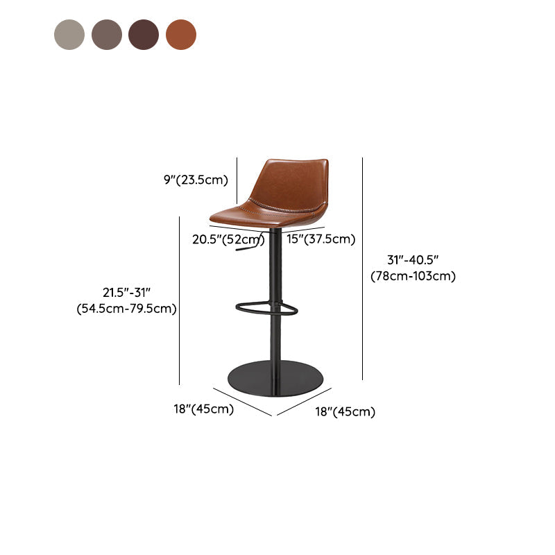 Industrial Leather Bar Stool Adjustable Backrest Bar Stool for Bristol Clearhalo 'Bar Furniture' 'Bar Stools' 'bar_stools' 'furn' 'furn_bar_stools' 'Furniture' 'Kitchen & Dining Furniture' 6661614