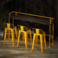 Metal Dining Stools Low Back Bar Stools with Footrest in Yellow
