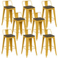 Metal Dining Stools Low Back Bar Stools with Footrest in Yellow